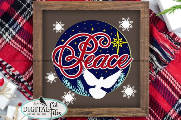 3D Christmas Dove Peace Shadow Box Svg for Winter Amp
