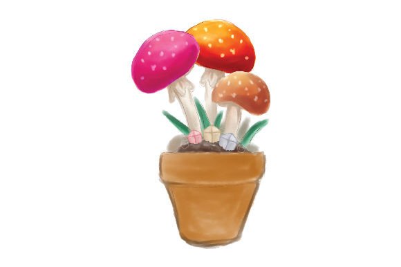 Christmas Mushrooms in a Pot: Watercolor Branding