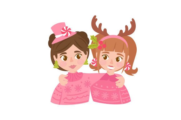 Cute Christmas Girls: Pink Holiday Branding