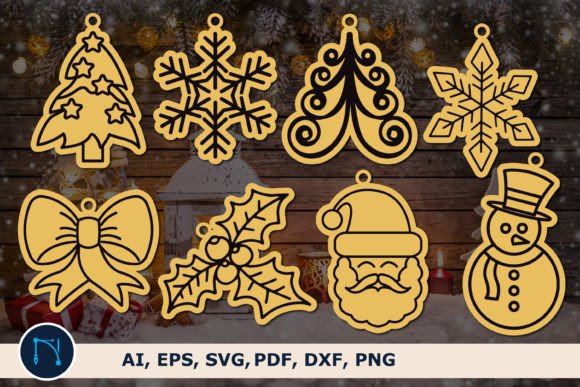 Laser Cut Christmas Ornaments SVG Bundle for Winter Amp