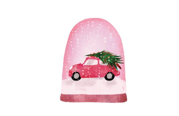 Pink Christmas Snow Globe: Watercolor Holiday Magic