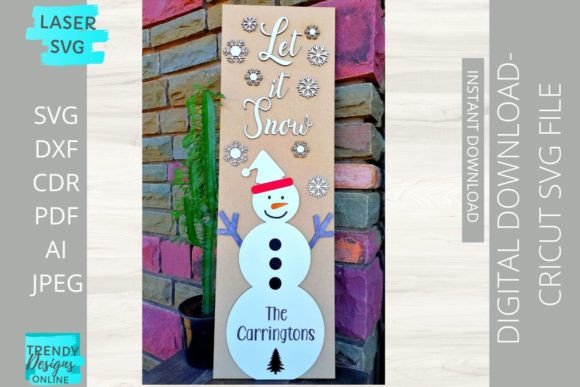 Snowman Christmas Porch Sign SVG for Winter Amp
