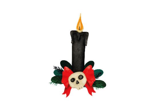 Spooky Christmas Candle: A Watercolor Holiday Asset