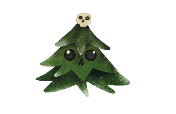 Spooky Christmas Tree Kawaii Watercolor Review