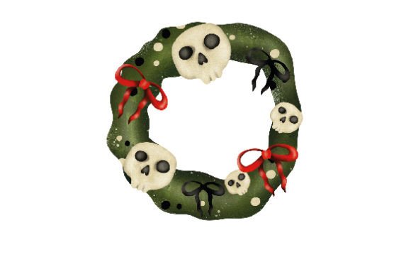 Spooky Christmas Wreath Watercolor for Festive Branding
